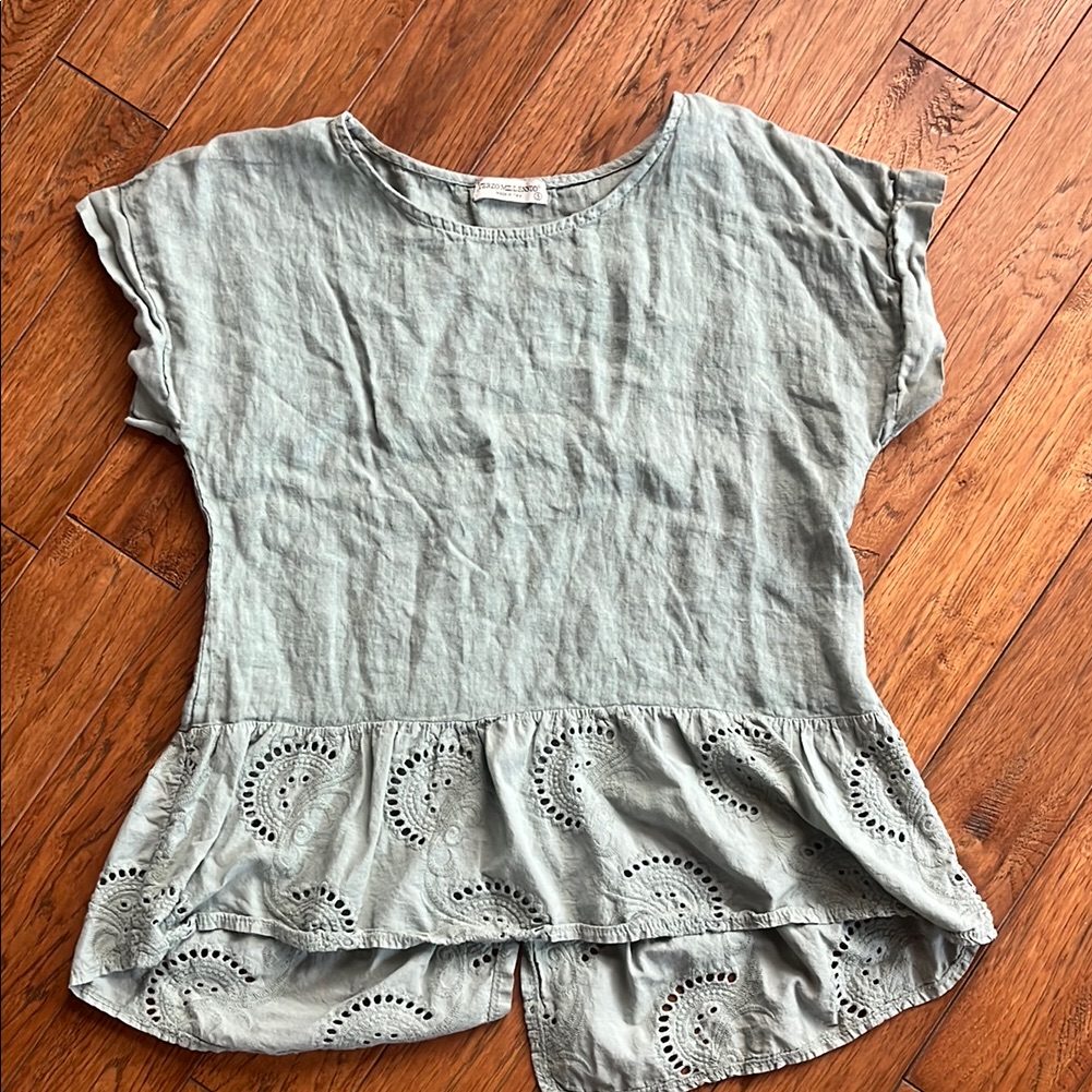 Terri Millennio Elegant Green Linen Women's Top